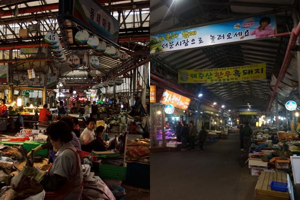왼쪽 동문시장/ 오른쪽 서문시장