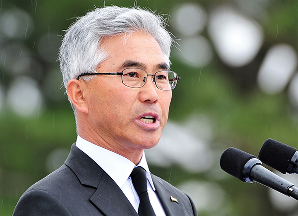 4·3추념식 인사말 하는 양윤경 제주4·3희생자 유족회장.